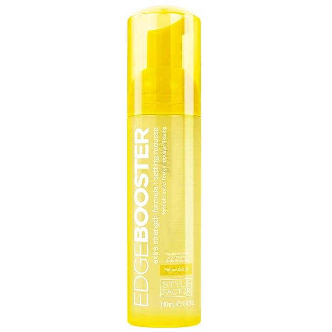 Style Factor EDGE BOOSTER Extra Strength Setting Mousse – Frizz Control, Extra Volume, and Conditioning – 6.4oz Yellow Quartz Mousse for Curly Hair-VivaGrace Women