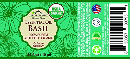 US Organic 100% Pure Basil Essential Oil, USDA Certified Organic, Steam Distilled W/Euro Dropper, 10 ml (More Size Variations Available)-VivaGrace Women