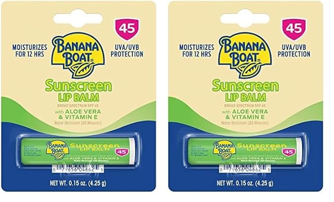Banana Boat Sunscreen Lip Balm SPF 45 with Aloe Vera & Vitamin E, 0.15oz | Lip SPF, Aloe Vera Lip Balm with SPF, Vitamin E Lip Balm, Moisturizing Lip Balm, Lip Sunblock, Travel Sunscreen, 0.15oz-VivaGrace Women