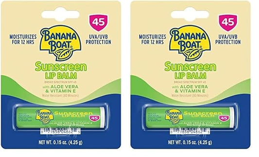 Banana Boat Sunscreen Lip Balm SPF 45 with Aloe Vera & Vitamin E, 0.15oz | Lip SPF, Aloe Vera Lip Balm with SPF, Vitamin E Lip Balm, Moisturizing Lip Balm, Lip Sunblock, Travel Sunscreen, 0.15oz-VivaGrace Women