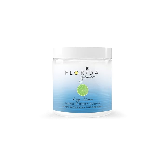 Sea Salt Body Scrub by Florida Suncare - Ocean Salt Body Polish Infused with Marine Algae - Exfoliating Face and Body Scrub - Facial Scrub Exfoliator to Tackle Acne (Key Lime, 3.3 oz)-VivaGrace Women