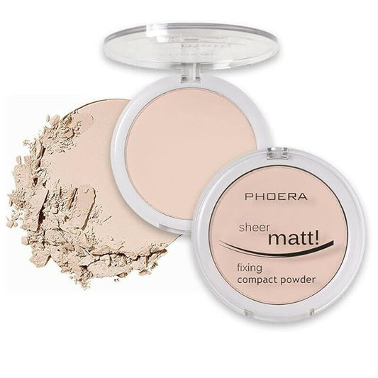 AQUAPURITY - PHOERA Sheer Matte Fixing Powder Makeup Base Fixer Setting Powder Foundation Fixing Compact Pressed Powder Long Lasting Make Up Fixer Skin Vitamin E Beauty Blender (201 Translucent)-VivaGrace Women