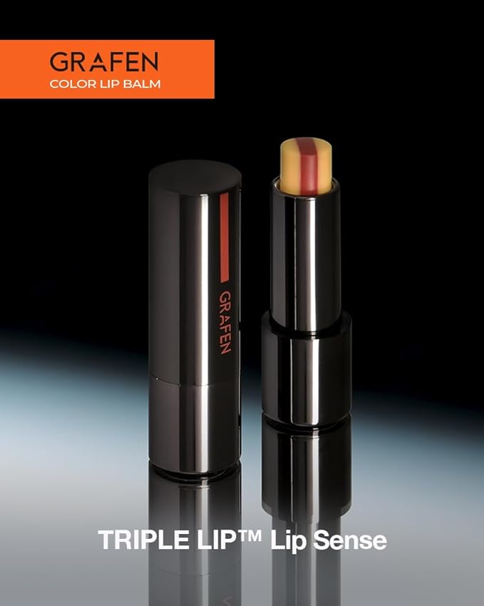 GRAFEN Triple Color Lip Balm Coral Red 0.13 oz | Tinted Lip Balm for Men | Korean Lip Butter Triple Layers of Lip Care & Coloring | Metal Container & Magnetic Cover.-VivaGrace Women