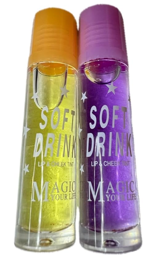 Lip Balm with Fruit Flavors, Moisturizing Lip Oil Tint, Liquid Lip Gloss (purple/yellow), 1 Count (Pack of 1)-VivaGrace Women