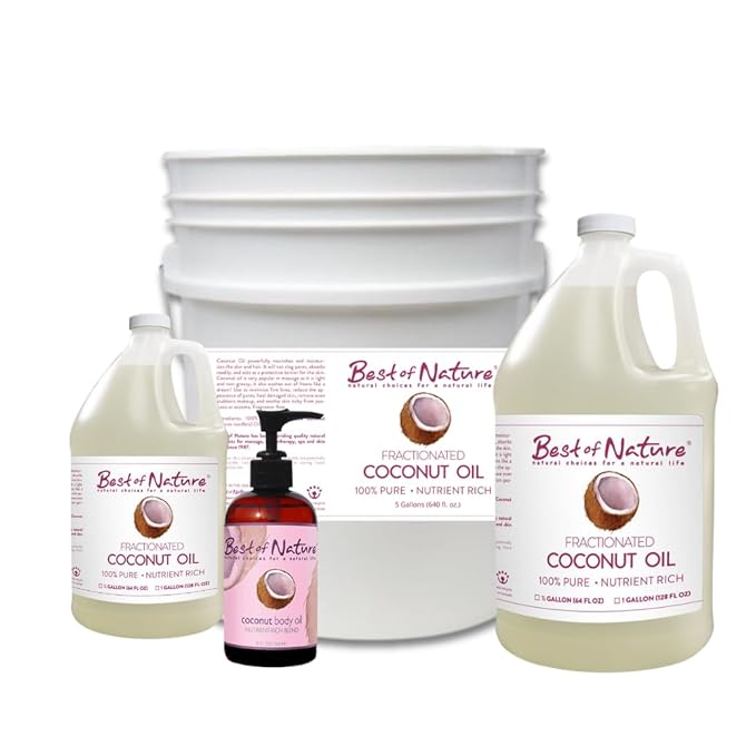 Best of Nature 100% Pure Fractionated Coconut Oil - Liquid MCT Massage & Body Oil, Unscented Moisturizer for Hair, Skin, Face, Aromatherapy Carrier for Essential Oils, Gallon (128 fl oz)-VivaGrace Women