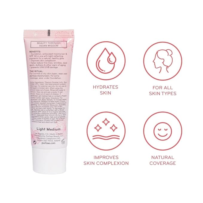 pūrlisse Radiant Glow Illuminating BB Cream with SPF 30 - Glow BB Cream Enriched with Goji & Hawthorn Berry for Dewy Skin - Helps to Improve Skin Texture & Radiance - Deep (1.4 oz)-VivaGrace Women