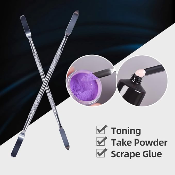 7.2 inches Pro Stainless Steel Make Up Spatula Double Sided Cosmetic Stirring Rod Nail Art Manicure Tools (size-2)-VivaGrace Women