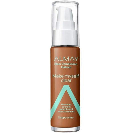 Almay Clear Complexion Makeup, Matte Finish Liquid Foundation with Salicylic Acid, Hypoallergenic, Cruelty Free, -Fragrance Free, Dermatologist Tested, 900 Cappuccino, 1.0 oz-VivaGrace Women
