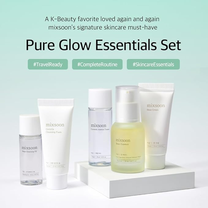 mixsoon Pure Glow Essentials Set, 5-Step Skincare Kit, Gentle & Hydrating, For All Skin Types, 5 Items Korean Glass Skin Care 29.57 Fl. Oz.-VivaGrace Women