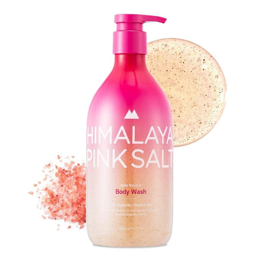 HIMALAYA PINKSALT Daily Scrub & Body Wash - Exfoliating Body Scrub, Dead Sea Salt & Himalayan Pink Salt, Natural Moisturizing Bodywash, Retinol & Hyaluronic Acid Shower Gel, Korean Skincare 21.1oz-VivaGrace Women