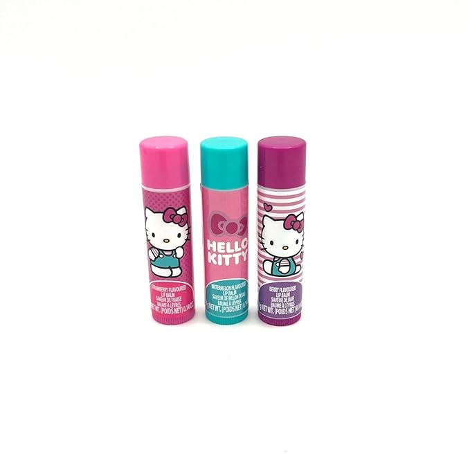Hello Kitty 3pk Lip Balm Set with Stickers and Pouch-VivaGrace Women