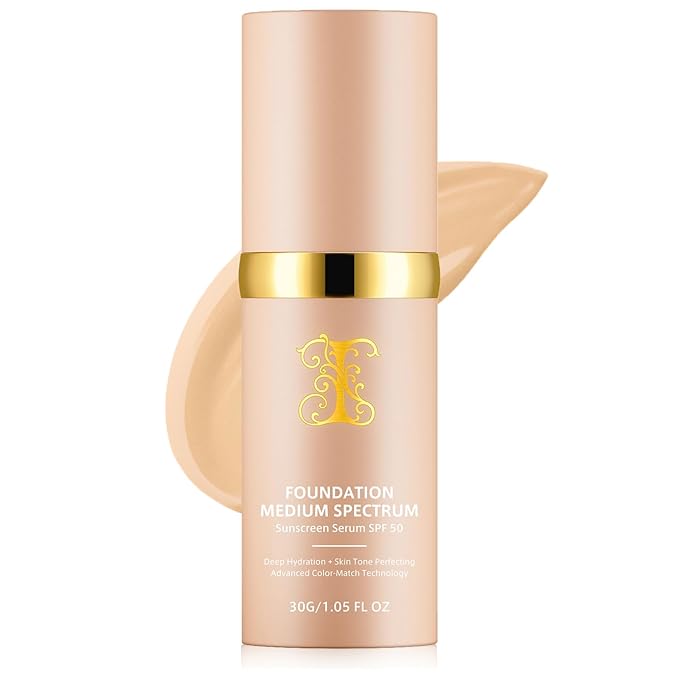 Foundation 4 in 1, SPF 50, Medium Coverage, Hydrating Color Changing Foundation Makeup Liquid, Long-lasting &Waterproof and Sweatproof, Neutral Finish, Suitable for All Skin Types-VivaGrace Women