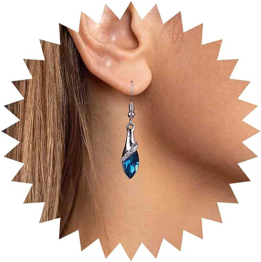 Bohemia Sapphire Drop Earrings Blue Crystal Dangle Hook Earrings Long Cz Blue Rhinestone Earrings Bridal Sapphire Earrings Jewelry for Women Gifts-VivaGrace Women