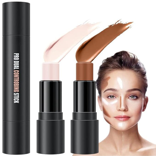 evpct 2In1 Cream Contour Stick Contouring Concealer Sticks Makeup Face Cream Kit for Beginners Creamy Contour and Highlight Stick contorno base de maquillaje para mujer en oferta 01 Ivory & Brown-VivaGrace Women