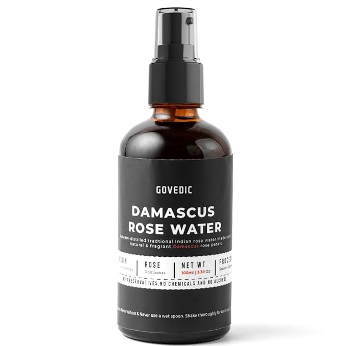 Govedic Rose Water Spray for Face Made with Damask Rose Petals, All-Natural Formula, No Dyes or Alcohol, Suitable for All Skin & Hair Types 100ml 3.38 Oz-VivaGrace Women
