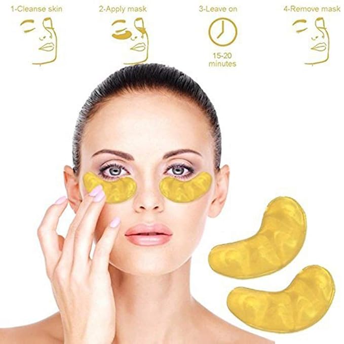 50 Pairs 24K Gold Eye Mask Powder Crystal Gel Collagen Natural Eye Pads For Anti-Aging & Moisturizing Reducing Dark Circles, Puffiness, Wrinkles-VivaGrace Women