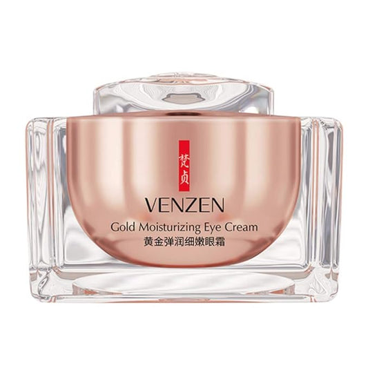 VENZEN Gold Moisturizing Eye Cream Anti Aging Anti Wrinkle Shade Dark Circles Shine Serum Glycerin Delicate Hyaluronic Acid 15g-VivaGrace Women