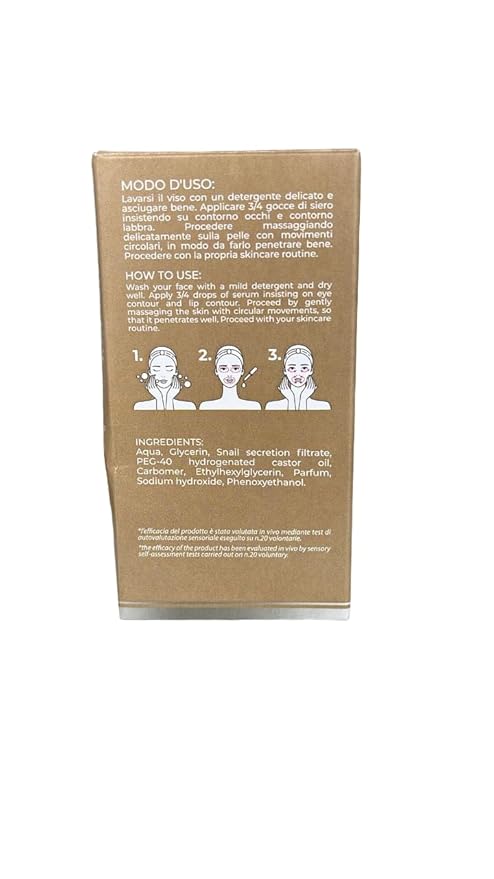 Siero Occhi e Labbra ala Bava di Lumaca e Olio di Mandorle with Snail Slime and Almond Oil for All Skin Types, 30 ml (Fl Oz 1.0) 1 unit - Made in Italy [italian import].-VivaGrace Women