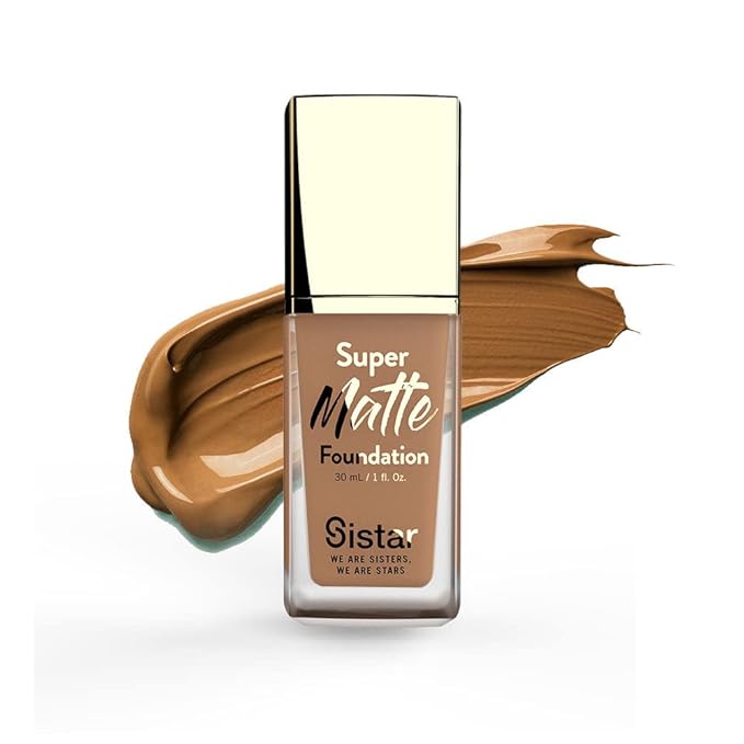 Sistar Super Matte Foundation Perfecting Liquid Foundation Full Coverage Control Shine Weightless Longwearing 30 mL / 1 fl. oz. (Nutmeg)-VivaGrace Women