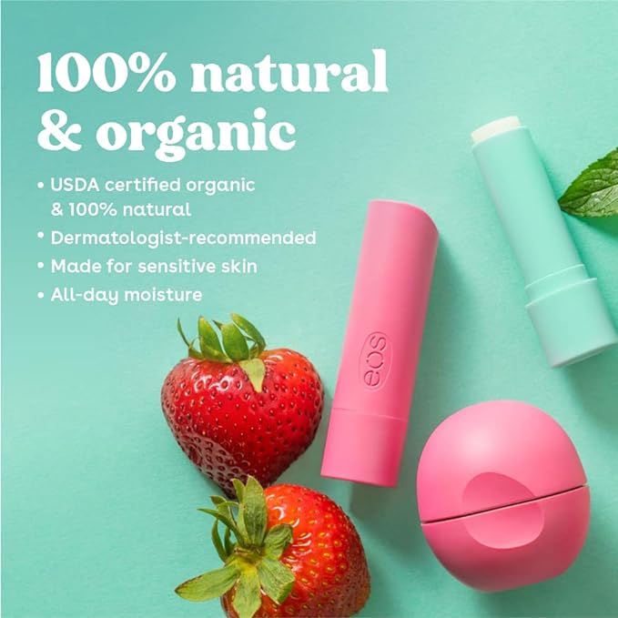 Eos Natural and Organic Lip Balm Stick, 8-pack-VivaGrace Women