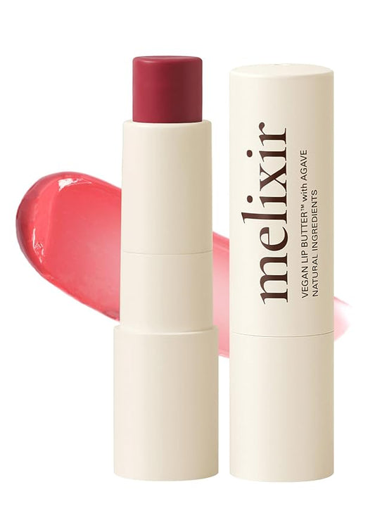 Melixir Vegan Lip Butter #05 Dewy Rose(+11 more colors), Deep Nourishing Tinted Lip Balm for Dry Lips, Bee-Free, Petrolatum-Free, Plant-Based, Hydrating for Cracked and Chapped Lips, Travel Essentials-VivaGrace Women