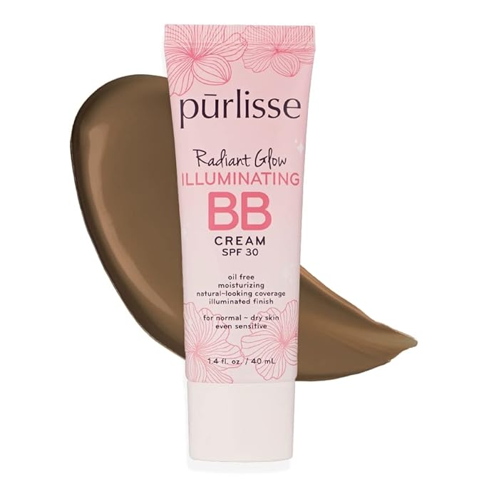 pūrlisse Radiant Glow Illuminating BB Cream with SPF 30 - Glow BB Cream Enriched with Goji & Hawthorn Berry for Dewy Skin - Helps to Improve Skin Texture & Radiance - Deep (1.4 oz)-VivaGrace Women
