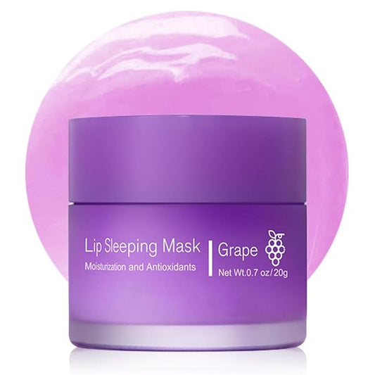 Hydrating Lip Sleeping Mask, Long Lasting Hydrating Night Lip Balms for Intensive Moisturizing and Care, Prevention Dry and Crack (GRAPE) 0.7 OZ-VivaGrace Women