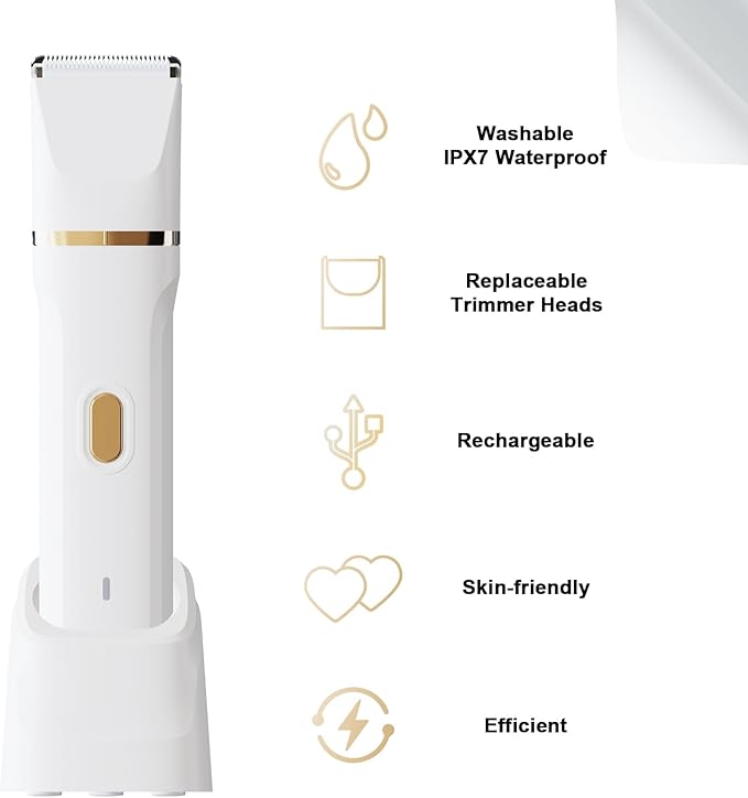 ele ELEOPTION Electric Razors for Women 5-in-1 Waterproof Wet Dry Electric Shaver with USB Charge Dock, Legs Hair Remover, Body Shaver for Beard Bikini Trimmer for Women White-VivaGrace Women