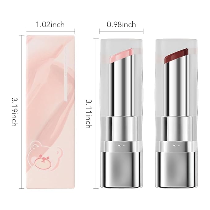 2Pcs Tinted Lip Balm Moisturizing Lipstick – Deep Rose Colored Bean paste & Soft Pale Pink Sheer Hydrating Lip Color for Dry Lips – Nourishing Lip Balm for All Women with a Subtle Natural Scent-VivaGrace Women
