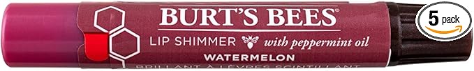 Burt's Bees Lip Shimmer, Watermelon 0.09 oz (Pack of 5)-VivaGrace Women