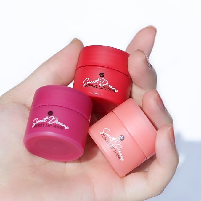 Sweet Dreams Mini Lip Mask 5g(3 Set)- Nourishing, Plumping and Hydrating Lip Balm | Vegan Lip Sleeping Mask | Korean beauty | Hyaluronic Acids + Vitamin C + Shea Butter + Antioxidants-CherryBerryPeach-VivaGrace Women