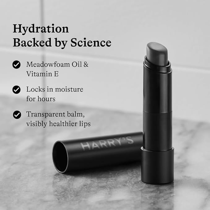 Harry's Black Lip Balm for Men - Hydrating Men's Lip Balm with Natural Finish - Korean Skincare Technology with Meadowfoam Oil-VivaGrace Women