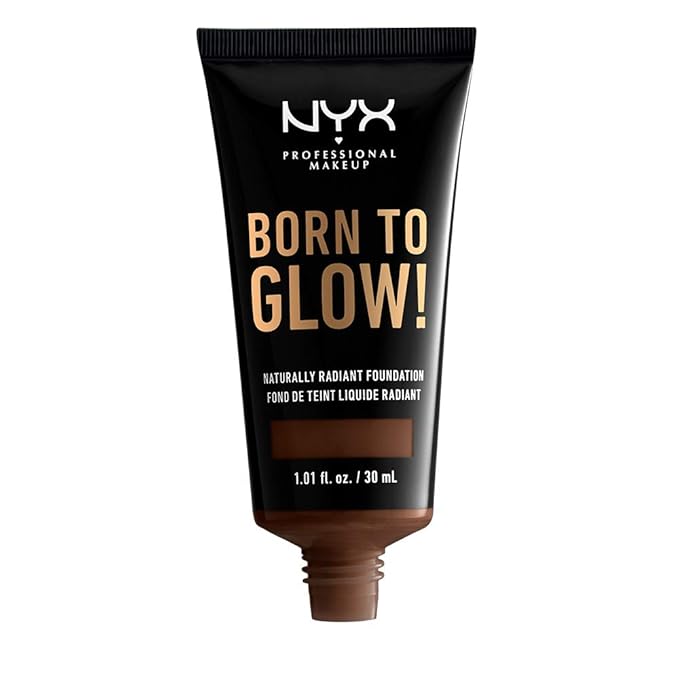 NYX PROFESSIONAL MAKEUP Born To Glow Naturally Radiant Foundation, Medium Coverage - Warm Walnut-VivaGrace Women