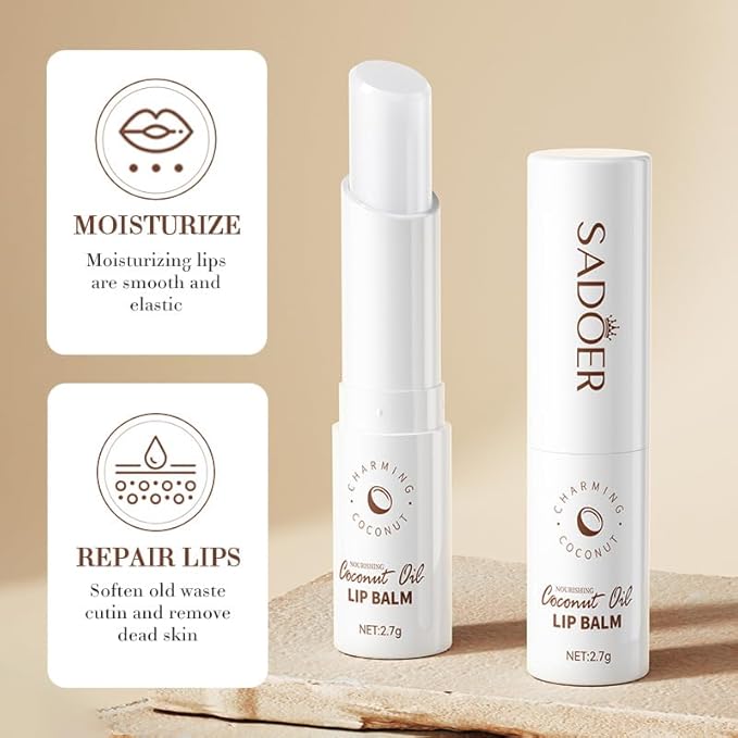 SADOER Coconut Oil Natural Moisturizing Lip Balm Moisturizing Lips Smooth And Elastic Lip Ointments-VivaGrace Women