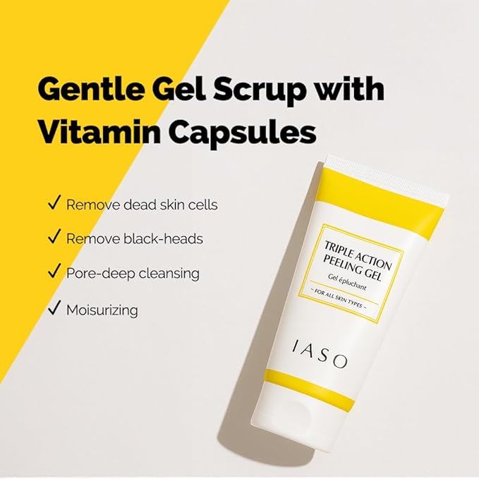 IASO Triple Action White Peeling Gel | Exfoliating Gel for Face, eep Pore Cleanse, Tone-Up Effect & Smoother Skin Texture, Korean Skin Care, 5.07 oz-VivaGrace Women