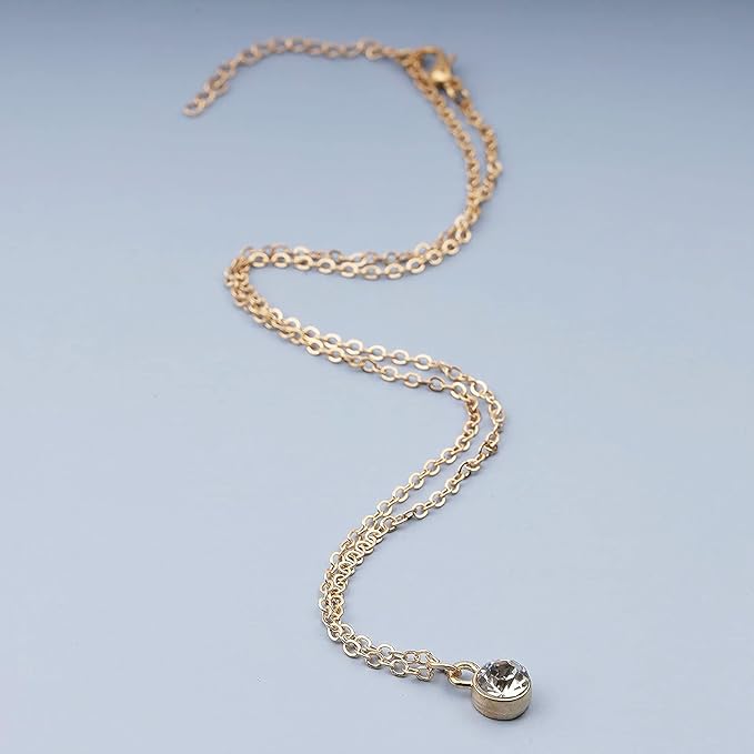 Tiny Rhinestone Pendant Necklace Gold Diamond Choker Necklace Solitaire Diamond Necklace Floating Crystal Necklace Chain Bridesmaid Gifts for Women and Girls-VivaGrace Women