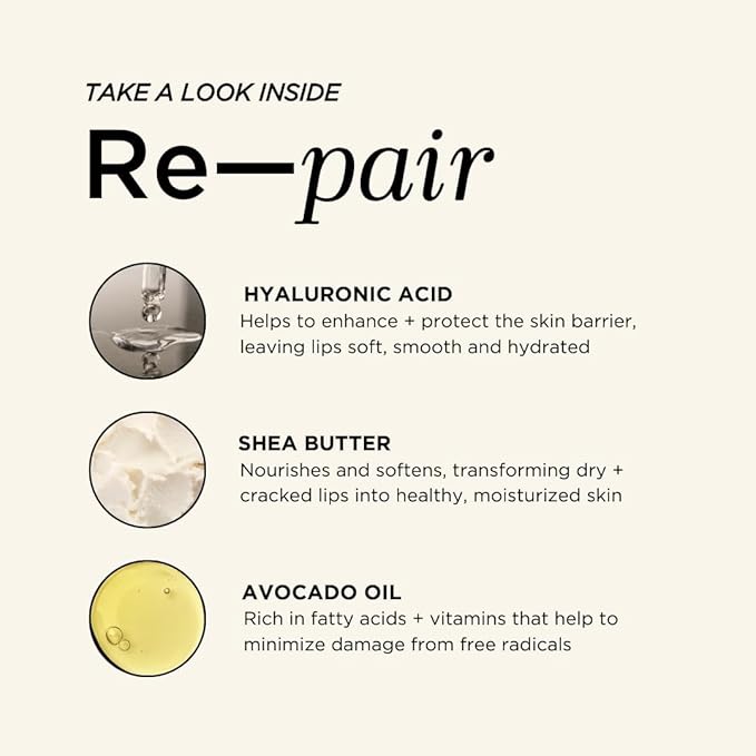 HALEYS Re-pair Nourishing Lip Balm, VEGAN KOREAN formula with Hyaluronic Acid, Shea Butter & Avocado for Dewy Soft Lips, 0 Residue, Lightweight, Shine, All-Day Comfort, Calms, Soothes, Hydrates Lips-VivaGrace Women