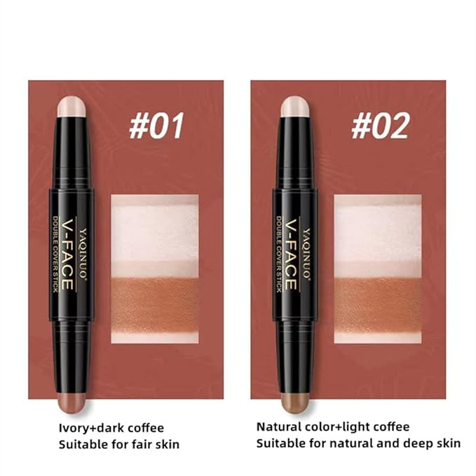 Double head outline pen, fluorescent pen stick, concealer, durable waterproof cosmetic pen, corrective makeup (#1)-VivaGrace Women