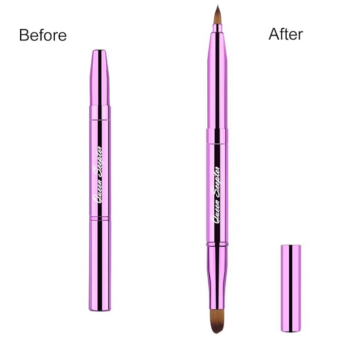 Cosmetic Brushes Lip Eye Double Sided Makeup Brush with Cap for Travel Retractable Lip Brush Eyebrow Brush Concealer Brush For Lipstick Portable Purple-VivaGrace Women