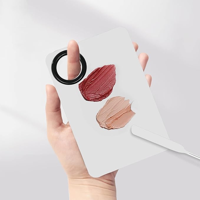 Honbay 1PCS Stainless Steel Makeup Spatula and 1PCS Makeup Mixing Palette with PU Leather Cover for Cosmetic Foundation Pigment Blending-VivaGrace Women