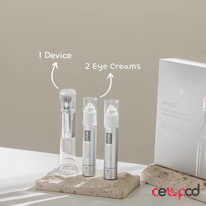 Wrinkleless Perfector & Galvanic Wrinkleless Cream - Galvanic Facial Vibration device with Eye Cream Cream 2 ea. (0.68 fl. oz. for each) - for Anti-Aging, Anti-Wrinkle, and Eye Brightening-VivaGrace Women