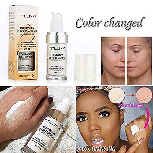 KOSIMI 30ml TLM Color Changing Foundation Liquid Base Makeup Change To Your Skin Tone By Just Blending, white-VivaGrace Women