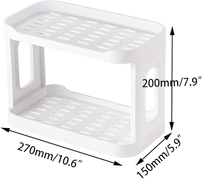 2PCS Kitchen Spice Rack or Bathroom Countertop Organizer, 2-Tier Desk Organizers，Mail Holder for Office Desk Organization, Gift for Teachers, Classmates, and Friends,White-VivaGrace Women