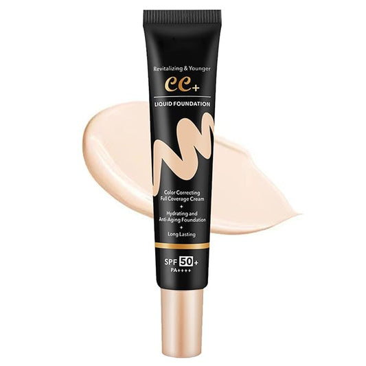 CC Color Correcting Full Coverage Cream SPF 50, CC Cream Foundation, Cover Blemish, Correcting Uneven Skin Tone, Oil Control, Lightweight Waterproof Long Lasting Hydrating CC Cream (Ivory)-VivaGrace Women