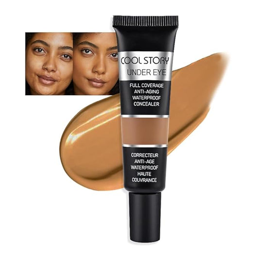 Kaely under Eye Concealer Full Coverage,Waterproof Concealer for Dark Circles,Puffiness,Redness,Cream Foundation Eye Brightener Serum,Color corrector de ojeras,Anti Aging,Natural Matte Finish,Dark-VivaGrace Women