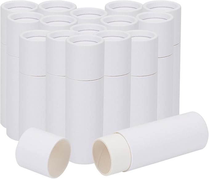 NICENEEDED 15 Pcs Kraft Paper Lipstick Tube, 0.4 Oz Paperboard Lip Balm Tubes, Cardboard Empty Deodorant Container Solid Perfume Tube Cosmetic Box for DIY Chapstick Deodorant Crayon-VivaGrace Women