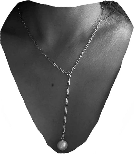 Long Pearl Necklace Pearl Lariat Y Necklace Chain Vintage Minimalist Necklace Jewelry for Women and Girls-VivaGrace Women