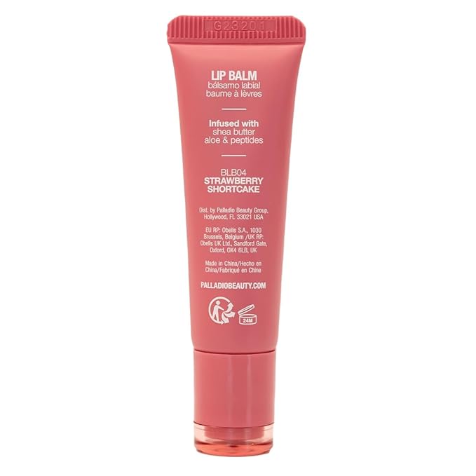 Palladio Butter Balm - Hydrating Lip Balm with Sheer Tint, Aloe, Peptides, Shea Butter, and Vegan Formulation for Instant Moisture, Shine, and Soothing Lip Care, Strawberry Shortcake-VivaGrace Women