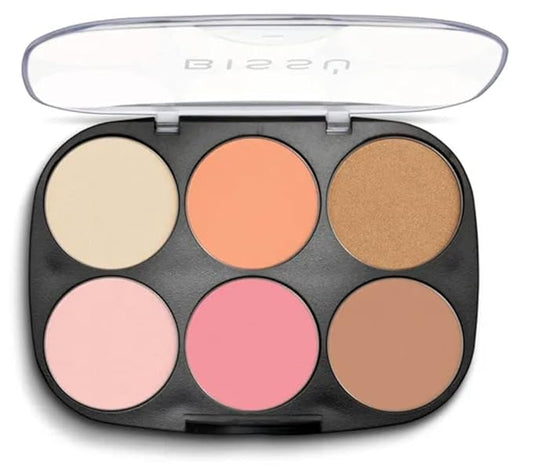 Bissú 6 colors Makeup Palette (4grms each color) includes 2 highlighters, 2 Bronzers, 2 Blushes (La de Cajón)-VivaGrace Women