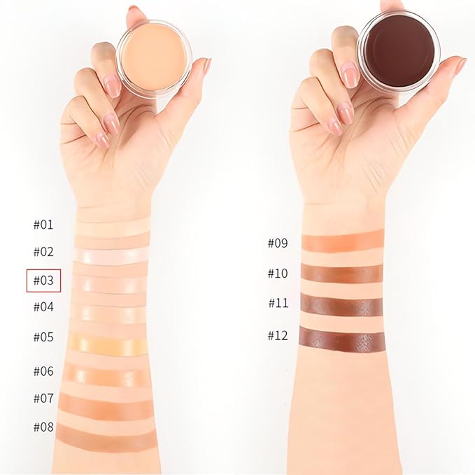 Kaely Cream Pot Concealer Full Coverage Set,Conceal Brighten Dark Circles,under Eye Brightener Color Correcting Concealer,Waterproof Foundation Palette with Brush,corrector de ojeras,Vegan Makeup,03-VivaGrace Women
